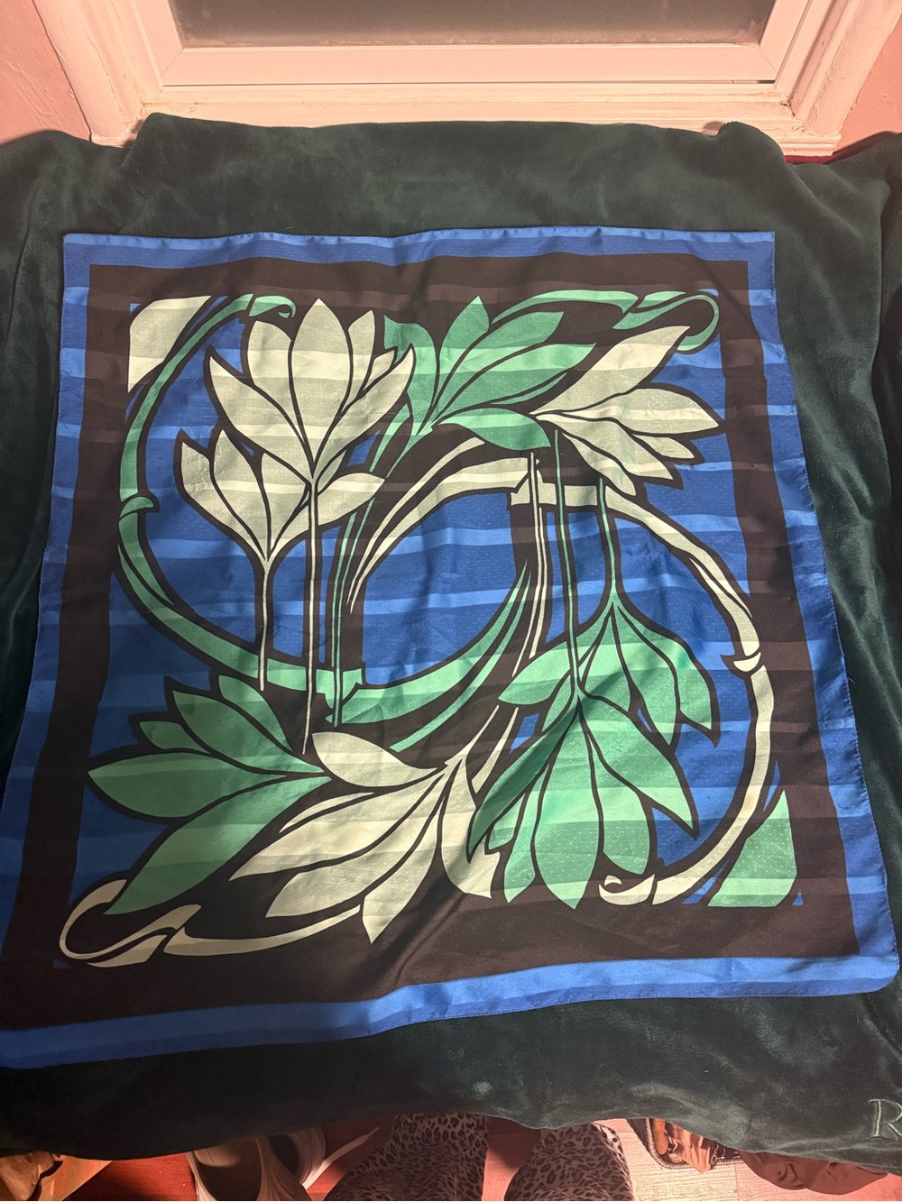 Amazon Green Blue Botanical Print Scarf
